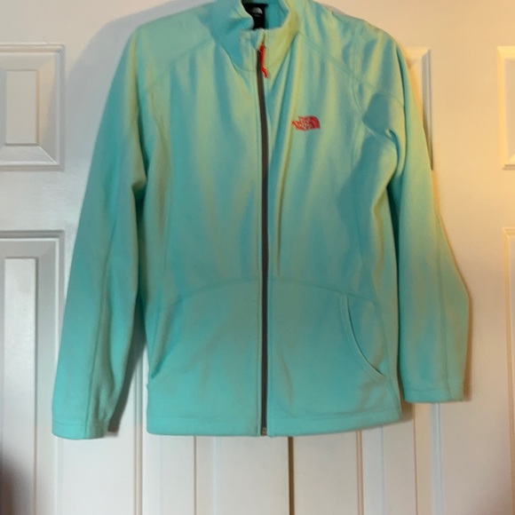 The North Face aqua green with orange full zip LG - Picture 2 of 10